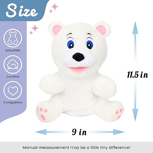 Miniatura 2 de Hopearl Marioneta de mano de oso blanco de felpa con boca abierta y movible para juego imaginativo, juego de rol, juguete interactivo para contar