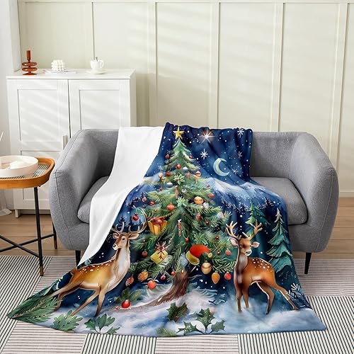 Miniatura 8 de Flamingo Couple Flannel Blankets,Christmas Themed Fleece Blanket,Kids Girls Boys Adult Tropical Sea Beach Fuzzy Blankets Coconut Tree Sherpa Blanket