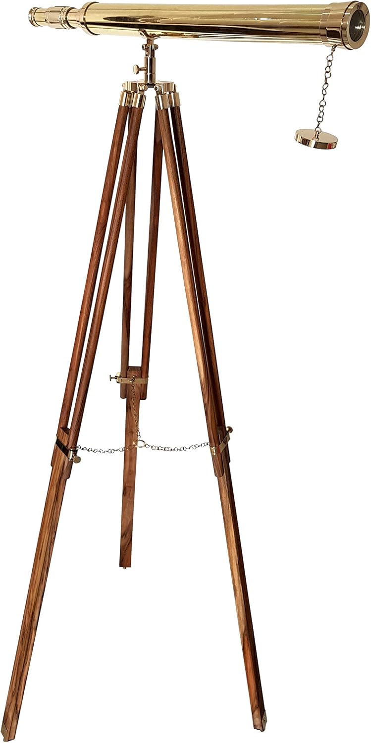 Vintage Tripod Brass Telescope Floor Standing Nautical Harbor Master Scope Maritime Home Decor