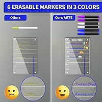 Vista 3 de AITEE Calendario semanal acrílico para refrigerador, planificador semanal magnético transparente de comidas para refrigerador, planificador semanal