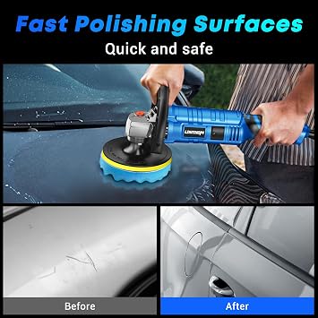 LDHTHOPI Buffer Polisher Kit for Car - 6/7 Inch Rotary 1800w Polisher Buffer Waxer,7 Variable Speed 1000-3500rpm,Detachable Handle Buffing Machine for Car, Boat Sanding, Polishing Waxing, Blue