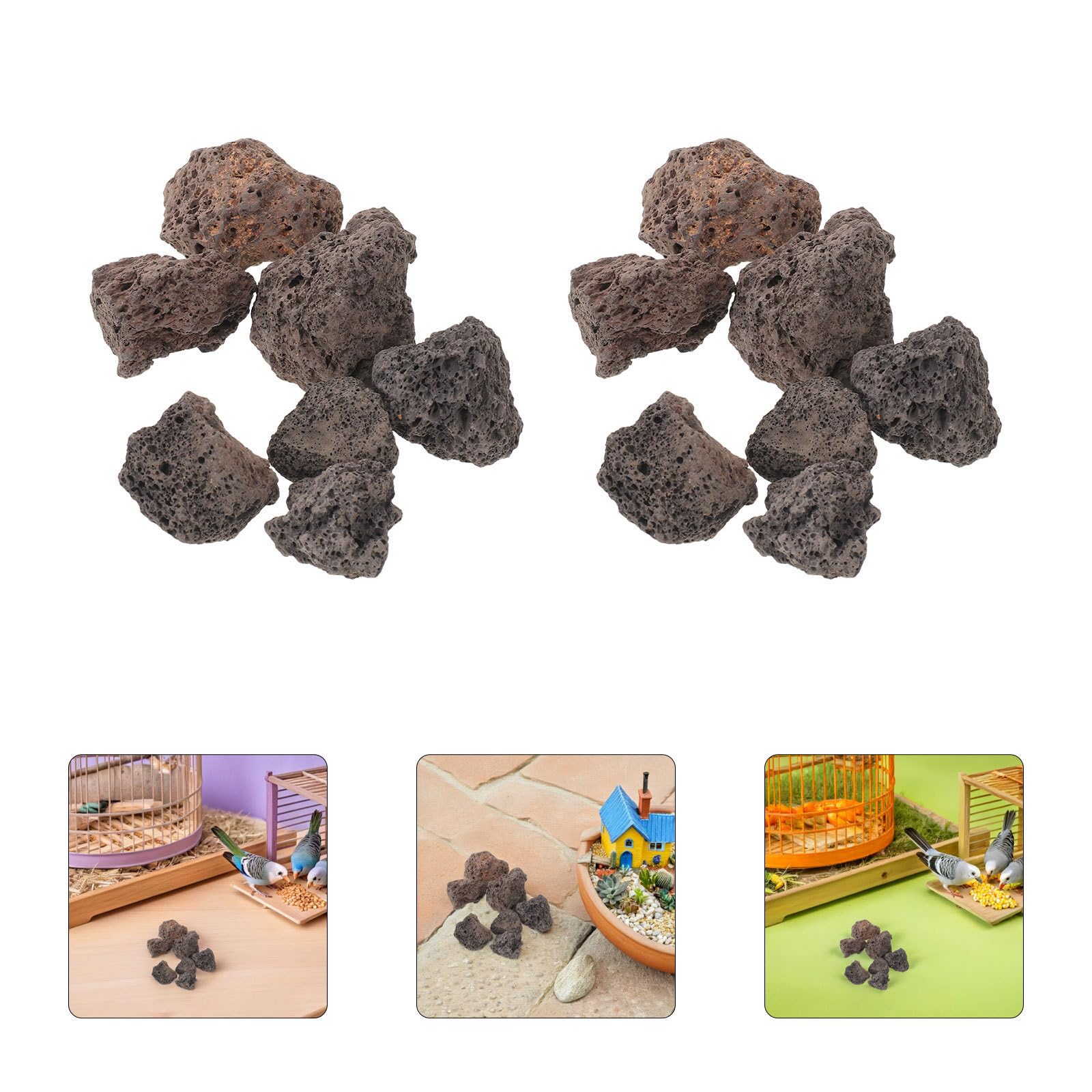 Piedras de Lava para Acuario, Rocas de Acuario de Piedra Natural Negra, 1,1kg, para Peceras y Bebederos para Pájaros, Decoración de Jardín y Patio
