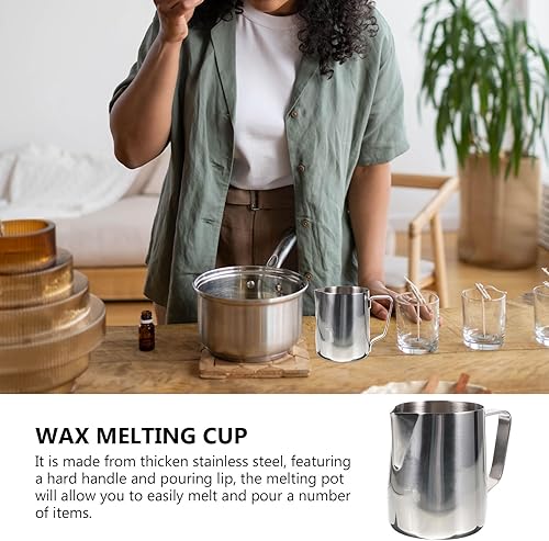 Miniatura 3 de Healifty Jarra de cera de abejas para hacer velas de acero inoxidable de 10.1 fl oz con boquilla de vertido para hacer velas, chocolate, leche y