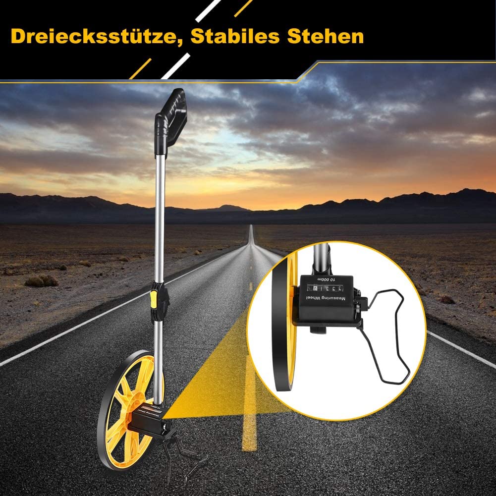 Messrad, Entfernungstrecken Messrad Meterzähler Rolltachos Laufmessrad für Vermessung Meßrad Entfernungsmessrad mechanisches Abstandsmessrad mit klappbarem Griff 0-9999m
