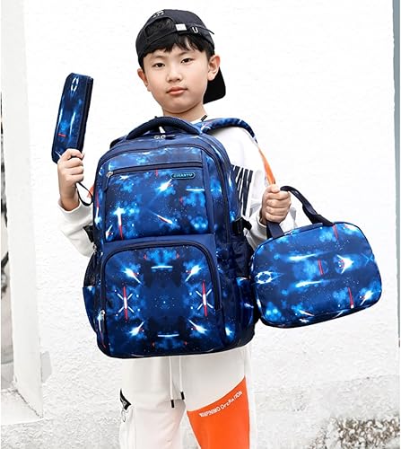 Miniatura 2 de Mochilas para niños y niñas para escuela primaria y secundaria con lonchera Galaxy Space Bookbags para niños y niñas
