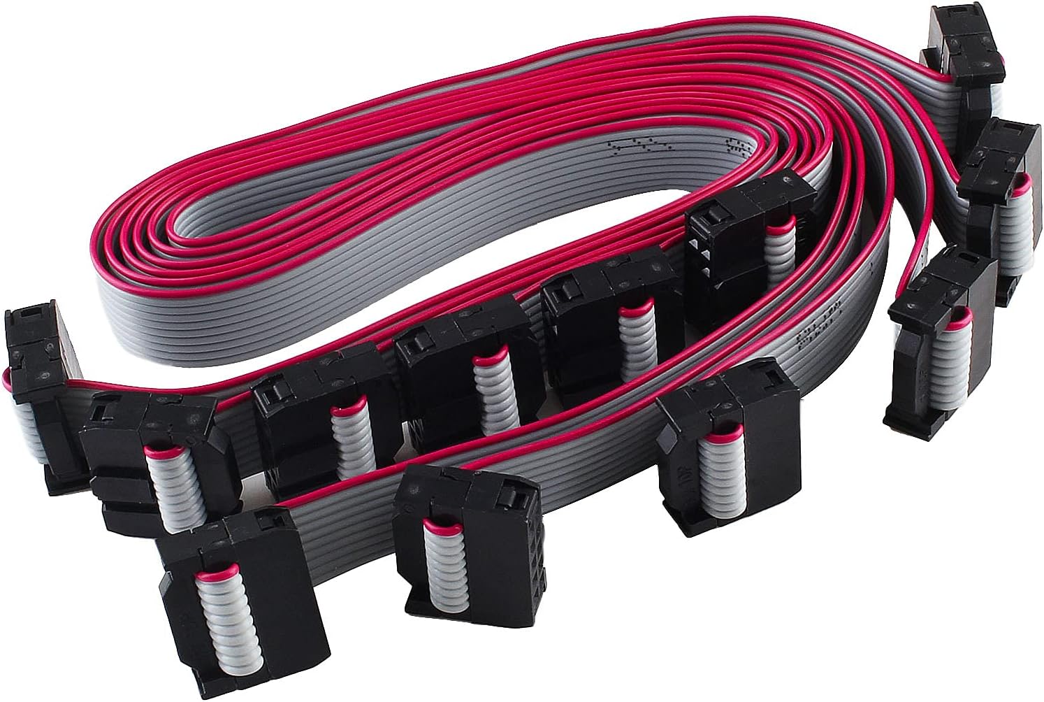 6 PCS 16 Pin Ribbon Cable 2.54 mm Pitch F/F IDC Connector Flat Ribbon Cable, F/F IDC Flat Ribbon Cable Connector Dual Row Data Cable (16 Pin, 30cm Length)