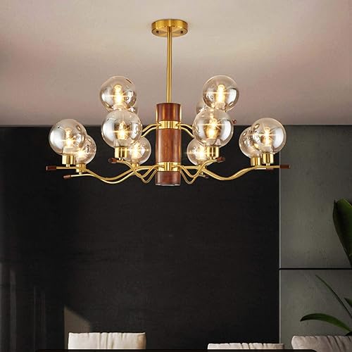 Miniatura 6 de Genérico Araña moderna, Industrial V-intage Wooden Crystal Chandeliers Farmhouse Chandelier Semi Flush Mount Contemporary Metal Compatible with