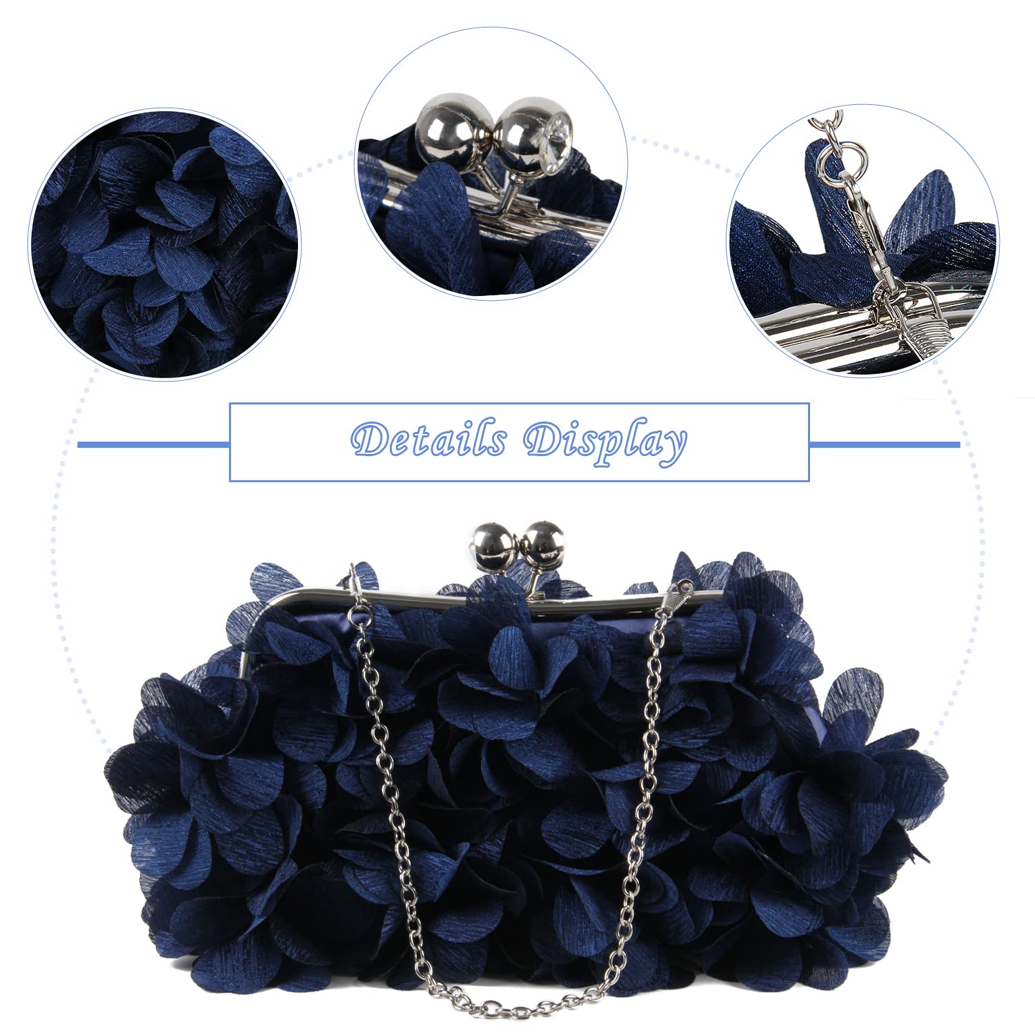 SUKUTU Pochette de Soirée pour Femme Fleur Sac à Main de Soirée Femme Mariage Chaîne Sac à Bandoulière Sac à main