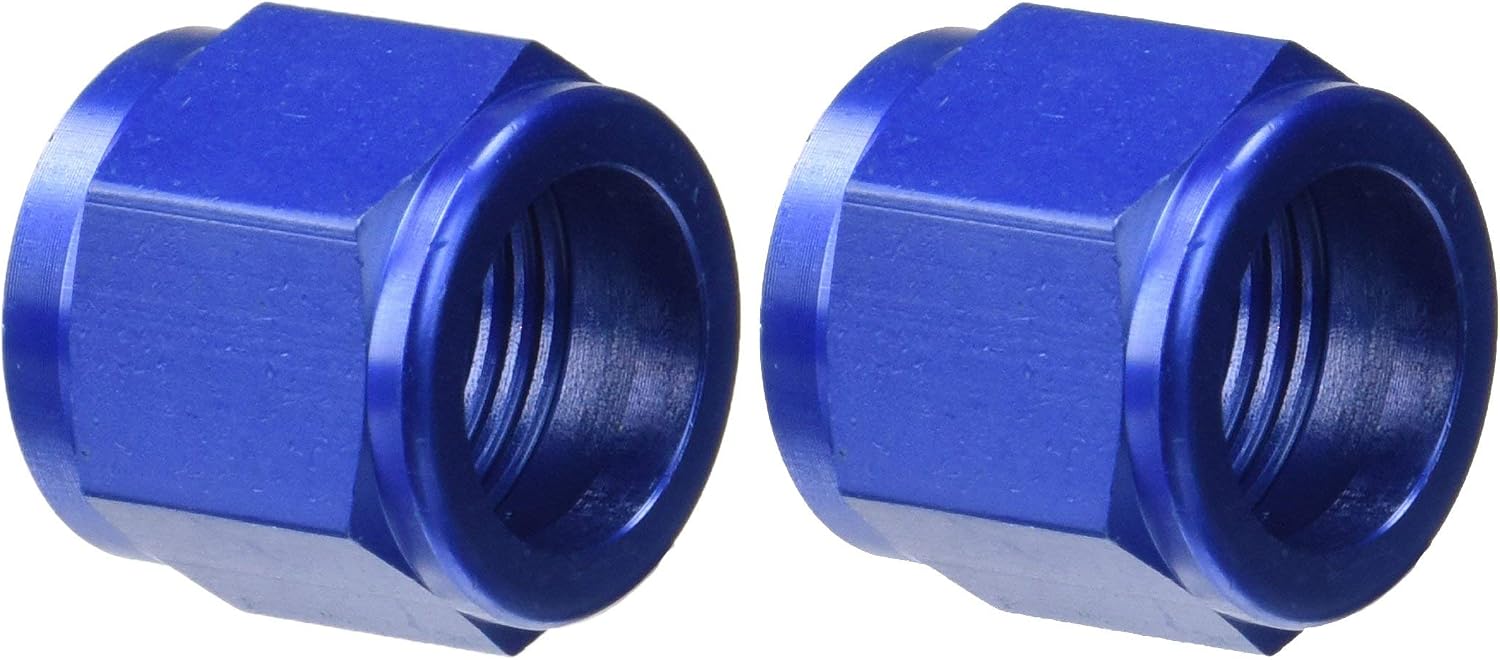 Aeroquip FCM3677 Blue Anodized Aluminum -10AN Tube Nuts - Pack of 2