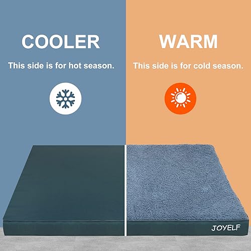 Miniatura 7 de JOYELF Alfombrillas grandes para cama para perros, cama ortopédica para perros, alfombrilla de espuma para jaula de huevos con funda lavable,