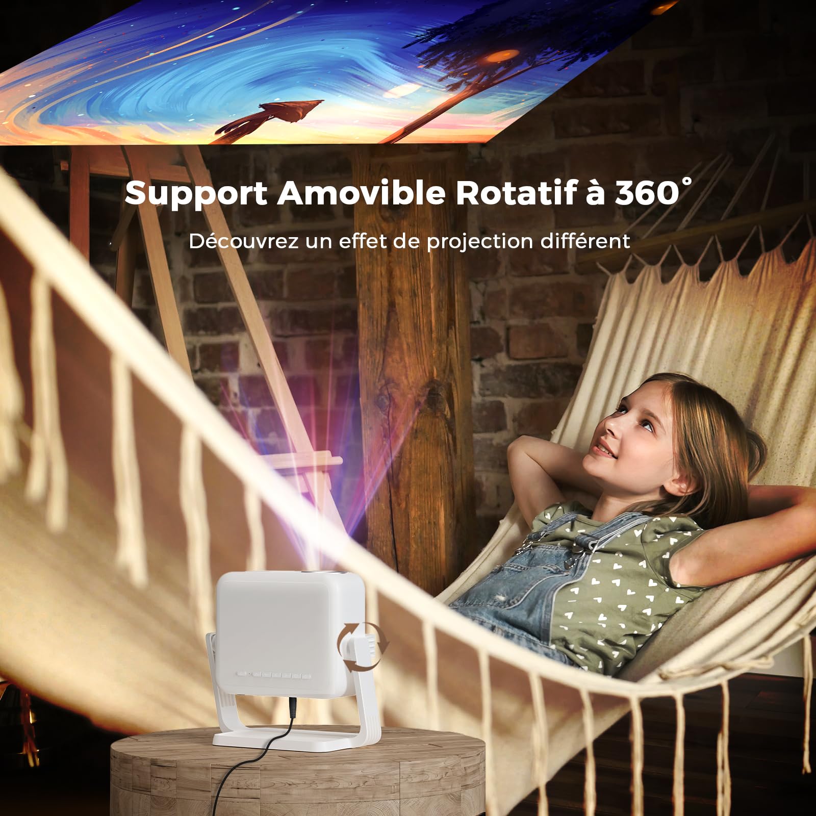 Videoprojecteur, Auto Verticale Keystone/Focus Électrique /360°Rotating, 1080P HD 19000Lux Projecteur Video, avec WiFi6, Bluetooth Lisowod Retroprojecteur Portable pour Home Cinéma/FireStick/HDMI/USB