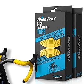 ALIEN PROS Bike Handlebar Tape EVA (Set of 4) Yellow - Enhance Your Bike Grip with These Bicycle Handle bar Tape - Wrap Your Bike for an Awesome Comfortable Ride (Set of 4, Yellow)
