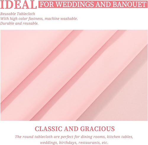 Miniatura 307 de Paquete de 8 manteles redondos blancos de 90 pulgadas, manteles redondos de poliéster lavables para mesa de tela decorativa resistente a