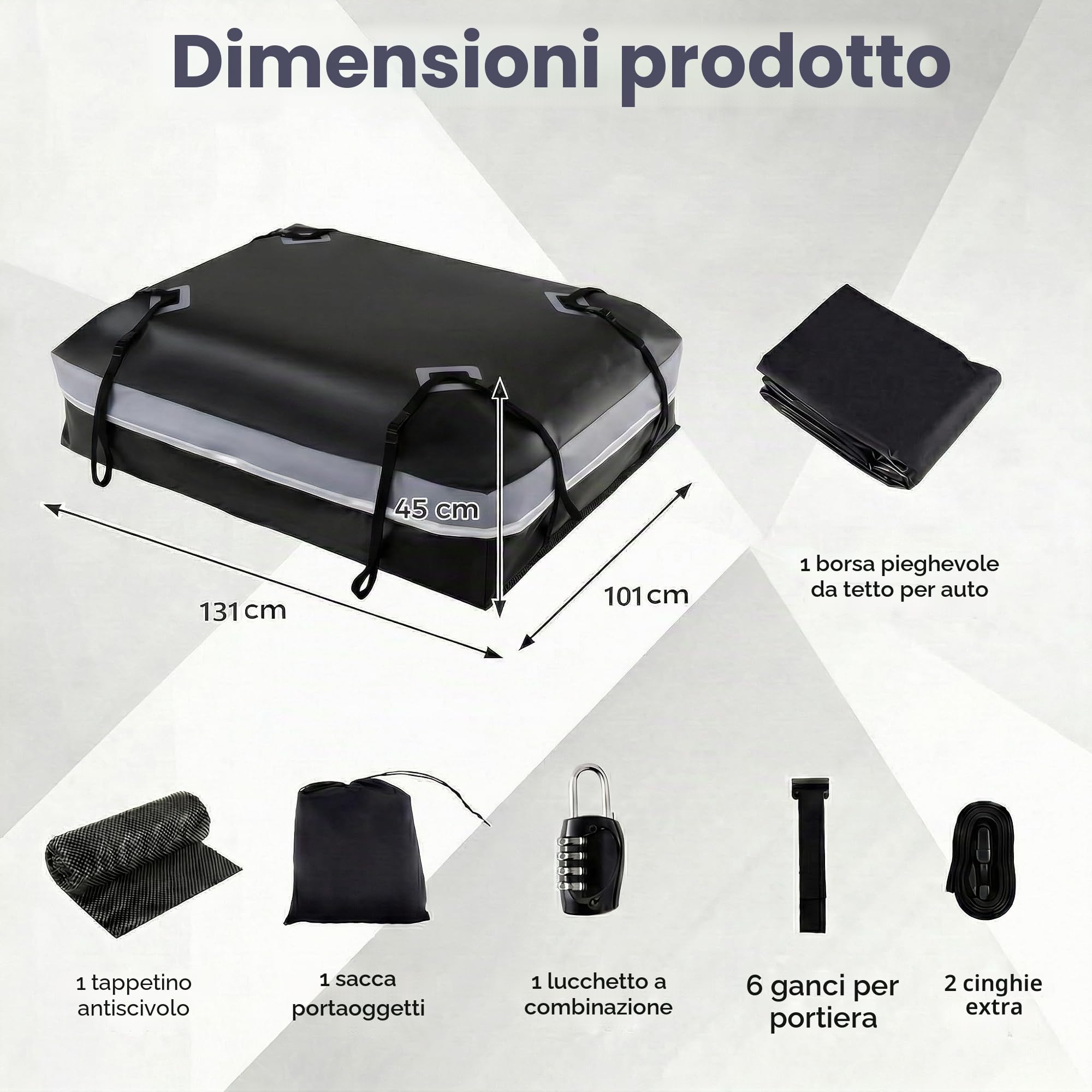 SOARS Box Tetto Auto, Portapacchi Auto Tetto Impermeabile, Antiscivolo e Rigido, per Veicolo con o senza Barre, con Chiusura e Striscie Riflettenti (600 L,Grigio)