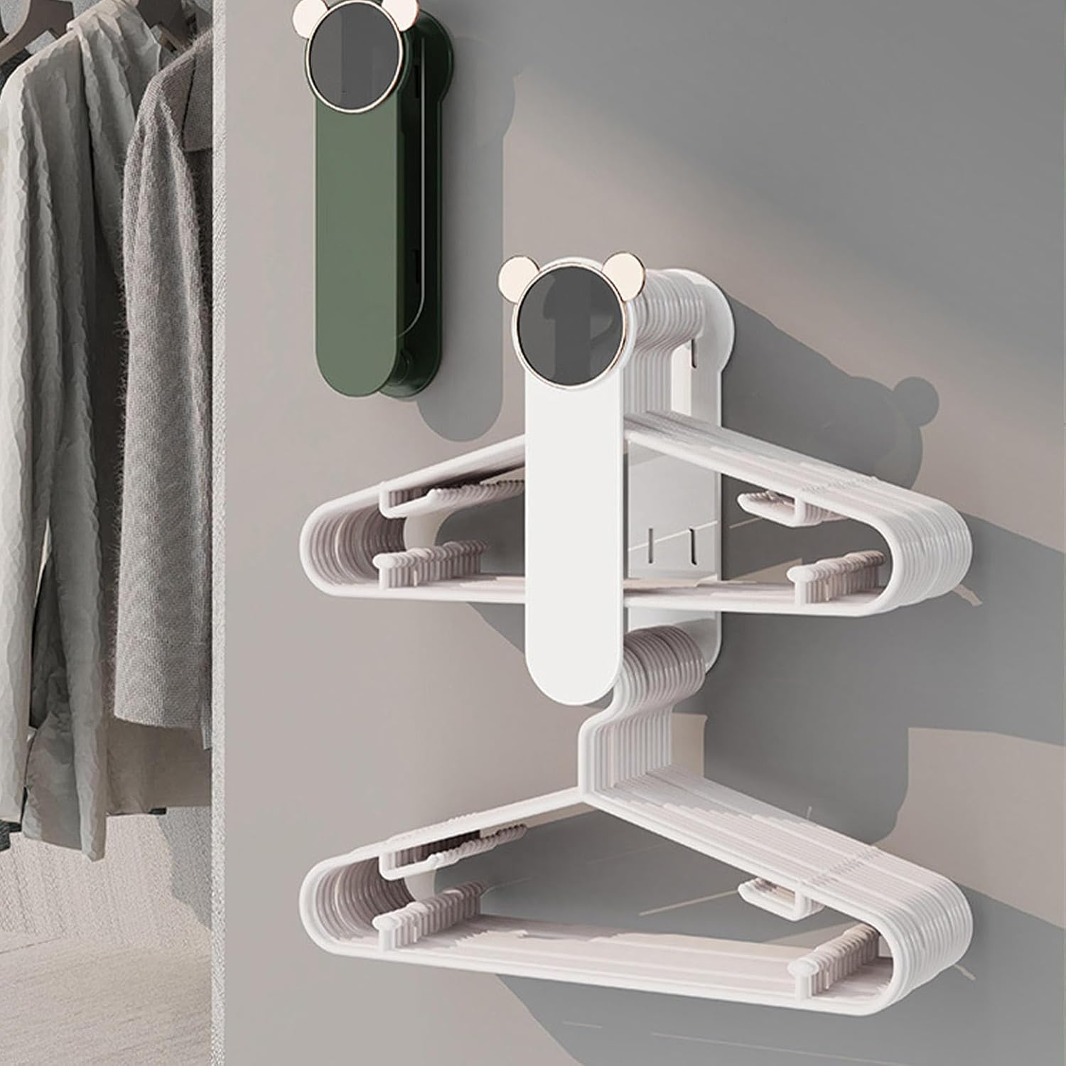 ハンガー収納ラック リトラクタブル スペースを節約する, 洗濯干し 室内 ポールハンガー ハンガー 収納 約W11.5XD16XH2