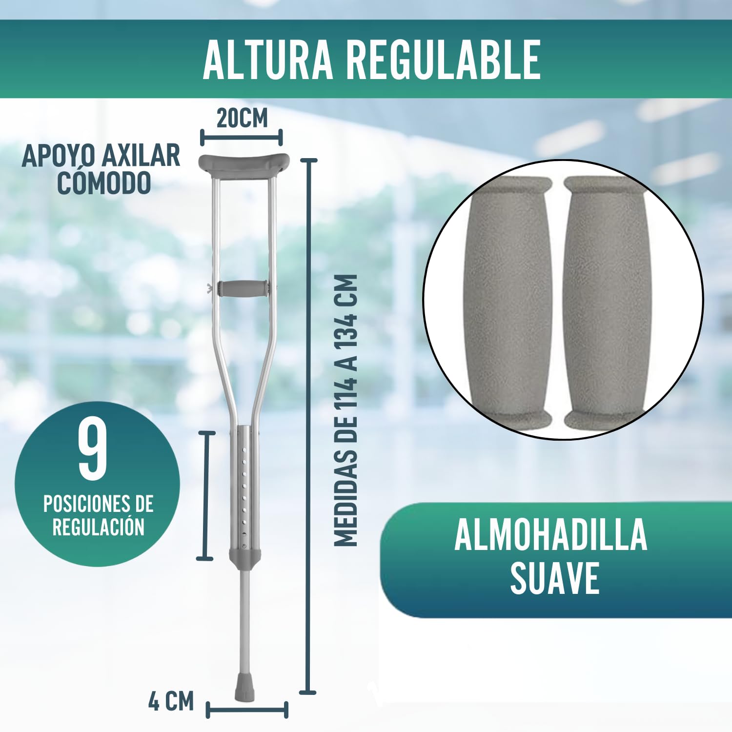 OrtoPrime Stampelle Ascellari x2 – Stampelle Ortopediche Regolabili Adulti in Alluminio Leggero – Stampella Pieghevole Uomo Donna – Bastoni Canadesi Confortevoli per la Deambulazione