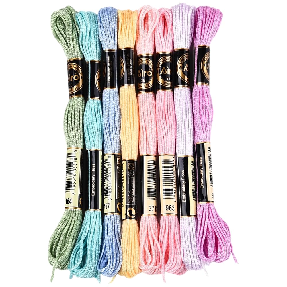 CABODYALS 8 Skeins 6 Strands Colorful Embroidery Floss Variegated Candy Color Friendship Bracelet String Polyester Cross Stitch Thread Yarn Threads for Hand Sewing Craft Bracelets Making Knitting