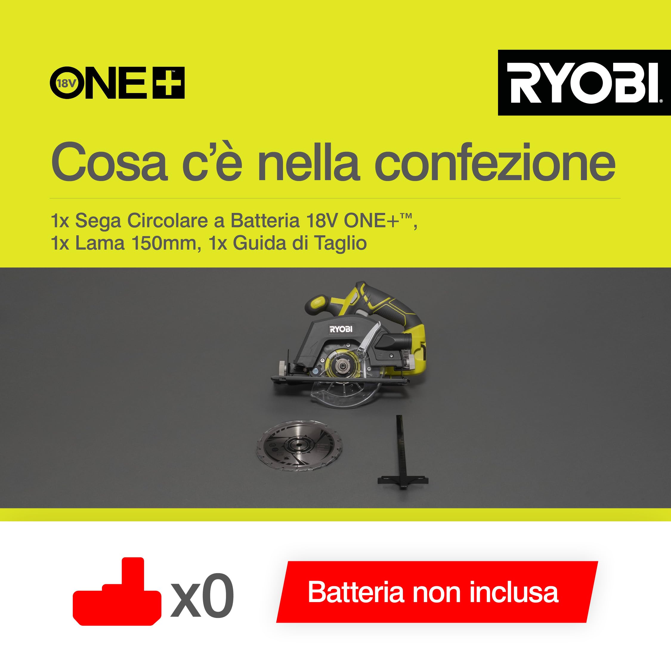 Ryobi R18CSP-0 Sega Circolare a Batteria 18V ONE+, Batteria Non Inclusa, Diametro Lama 150mm