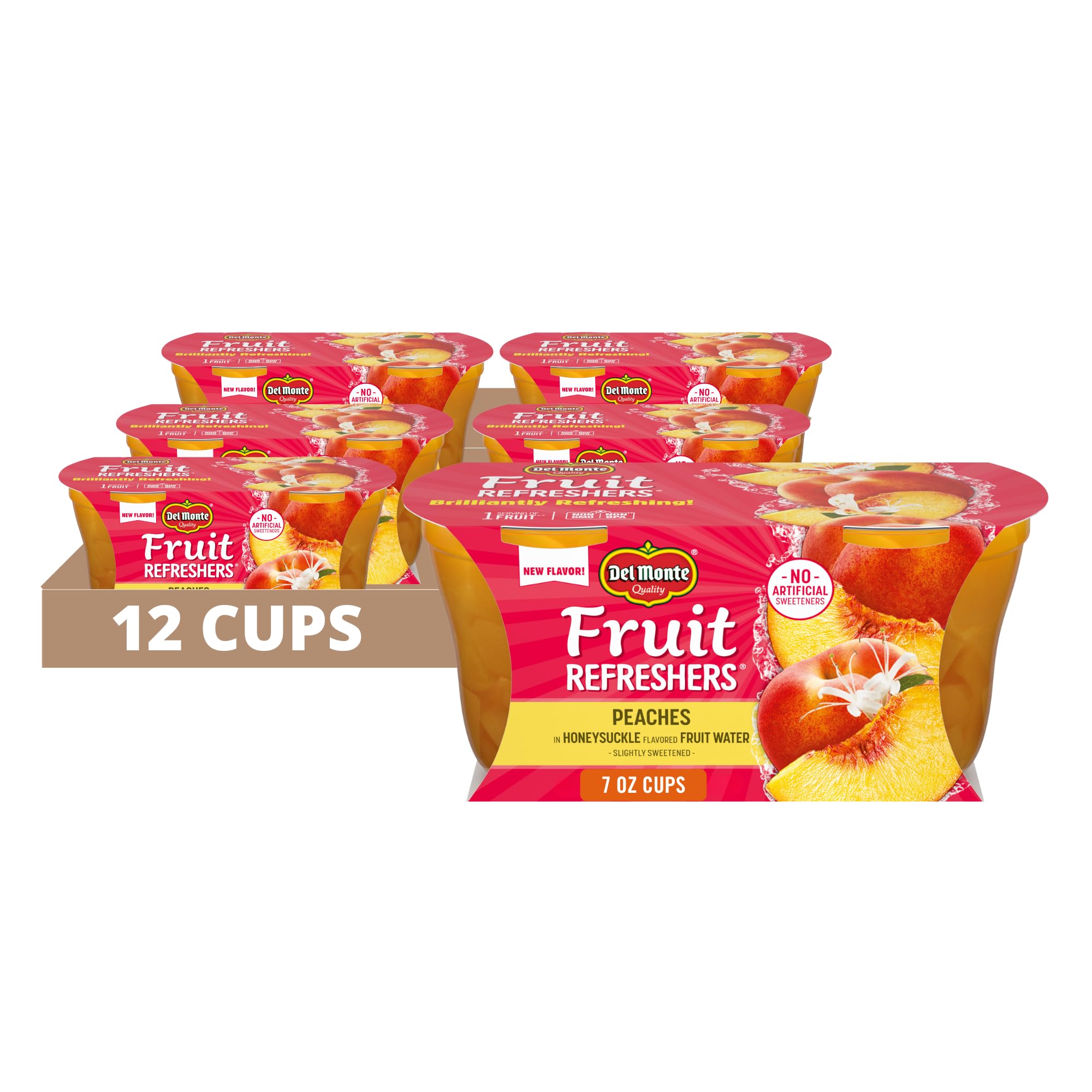 Del Monte Fruit Refreshers Peaches in Honeysuckle Flavored Fruit Water, 7 Ounce - 2 Count (Pack of 6)