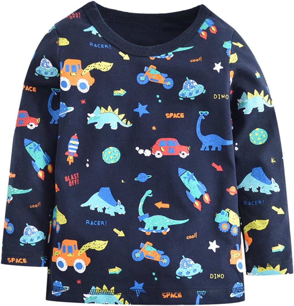 Tarkis Boys Cotton Jumpers Tops Cartoon Dinosaur T-Shirt Tee Pullover for 1 2 3 4 5 6 Years Kids