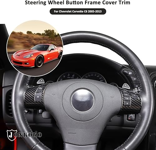 Miniatura 4 de Adhesivo de marco de botón de volante de automóvil ABS para Chevrolet Corvette C6 2005-2013 Accesorios de decoración interior del volante (fibra de