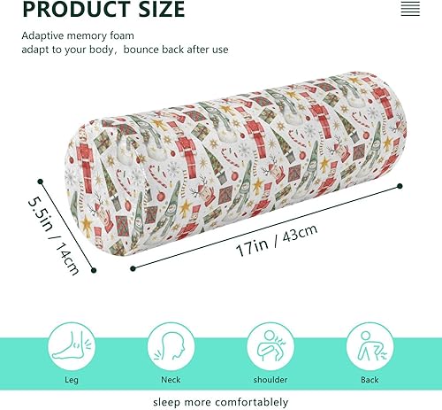 Miniatura 3 de Christmas Nutcracker Deer Snowman Decorative Bolster Pillows for Sofa Neck Roll Pillows Round Pillow Forms Pillow Roller Roll Pillow for