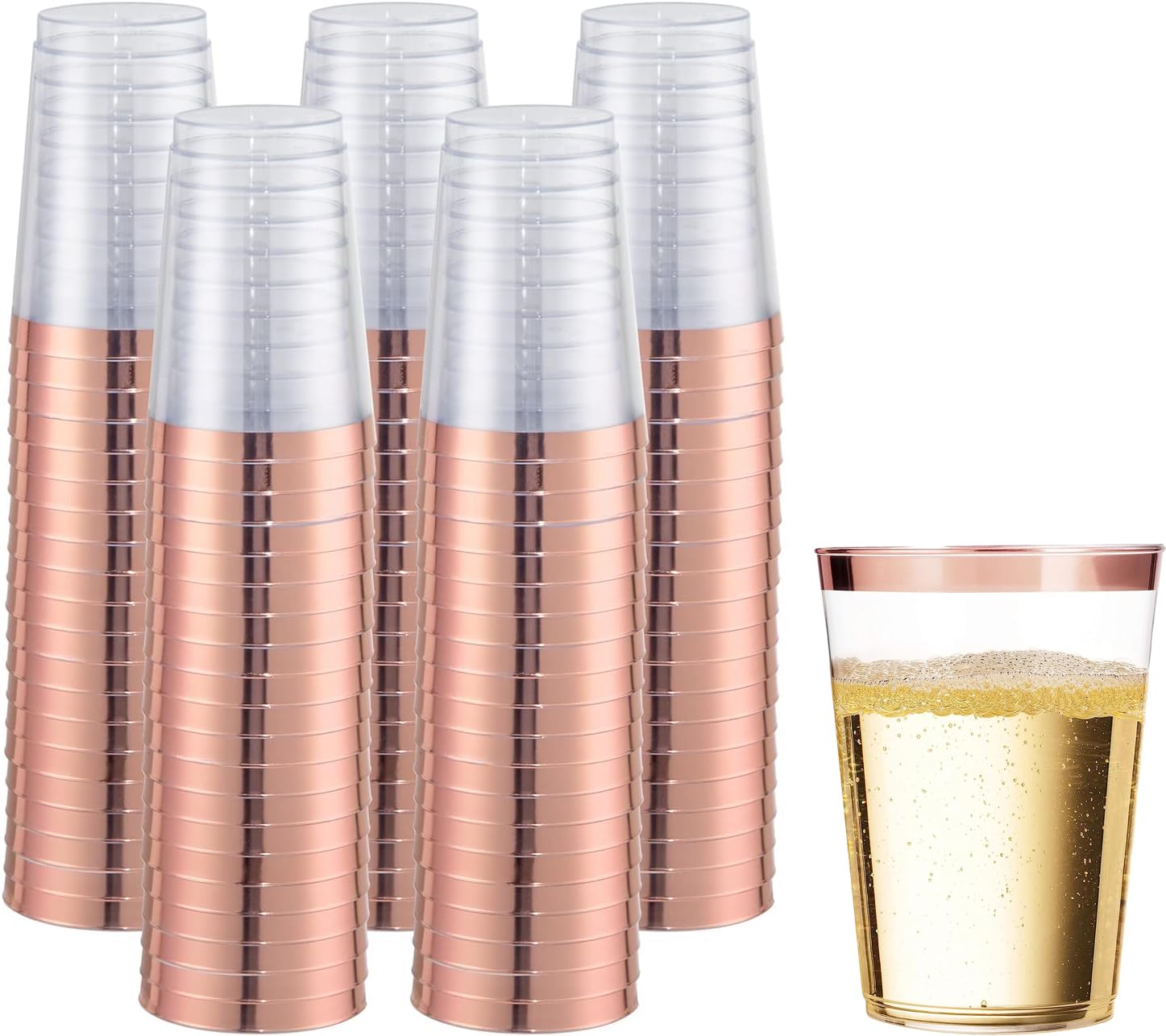 50x Plastikbecher 360ml Mit Roségold-Rand - Wieder Produktbild-Vorschau 4