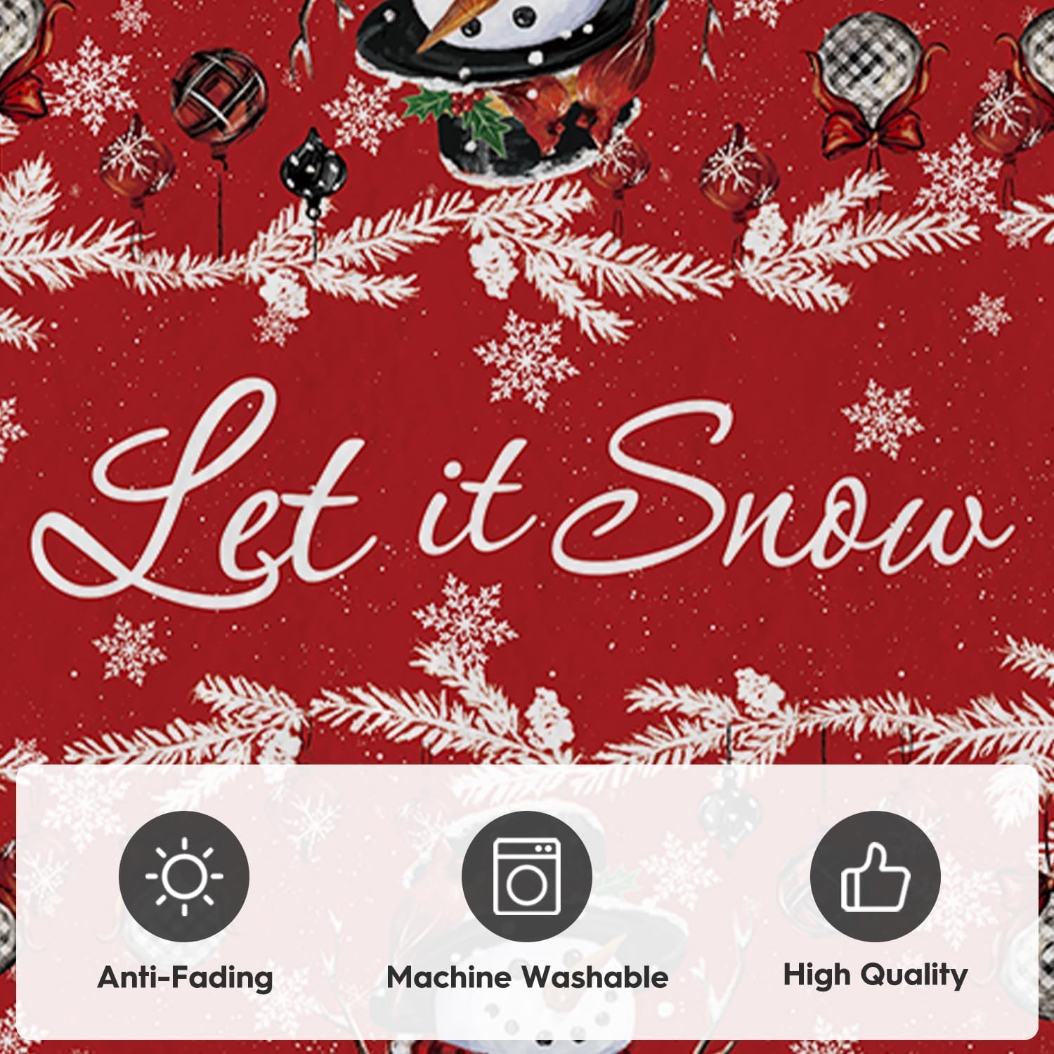 Artoid Mode Red Snowman Let It Snow Ball Christmas Area Rug, Xmas Winter Home Decor Low-Profile Non-Slip Washable Runner Rug for Entryway Bedroom Living Room Laundry Room Indoor 2x6 Feet
