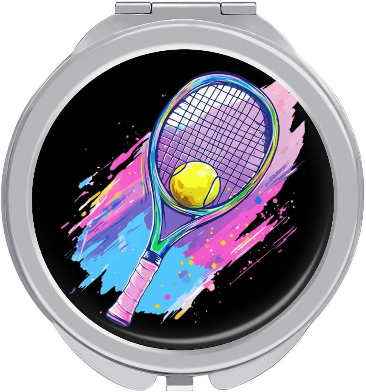 Tie-dye Tennis Compact Makeup Mirror Mini Foldable Cosmetic Mirror Portable Travel Mirror for Purse Pocket