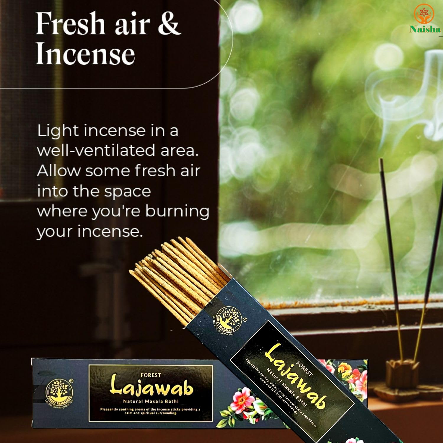 Naisha Incense Sticks Set of 4 (50 Gm Each) Natural & Relaxing Gift for Positivity & Spirituality, Long Lasting Sticks - Image 4