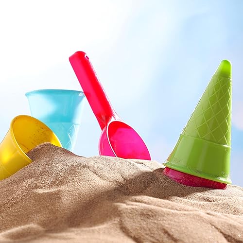 Miniatura 5 de Toodler Toys - Juego de 10 piezas de plástico para helados, conos de helado, juguetes de playa al aire libre, juego de moldes de arena para niños,