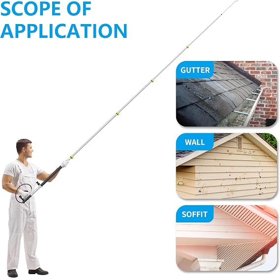 24FT Telescoping Pressure Washer Extension Wand - Brass Pressure Washer Quick Connect Kit...