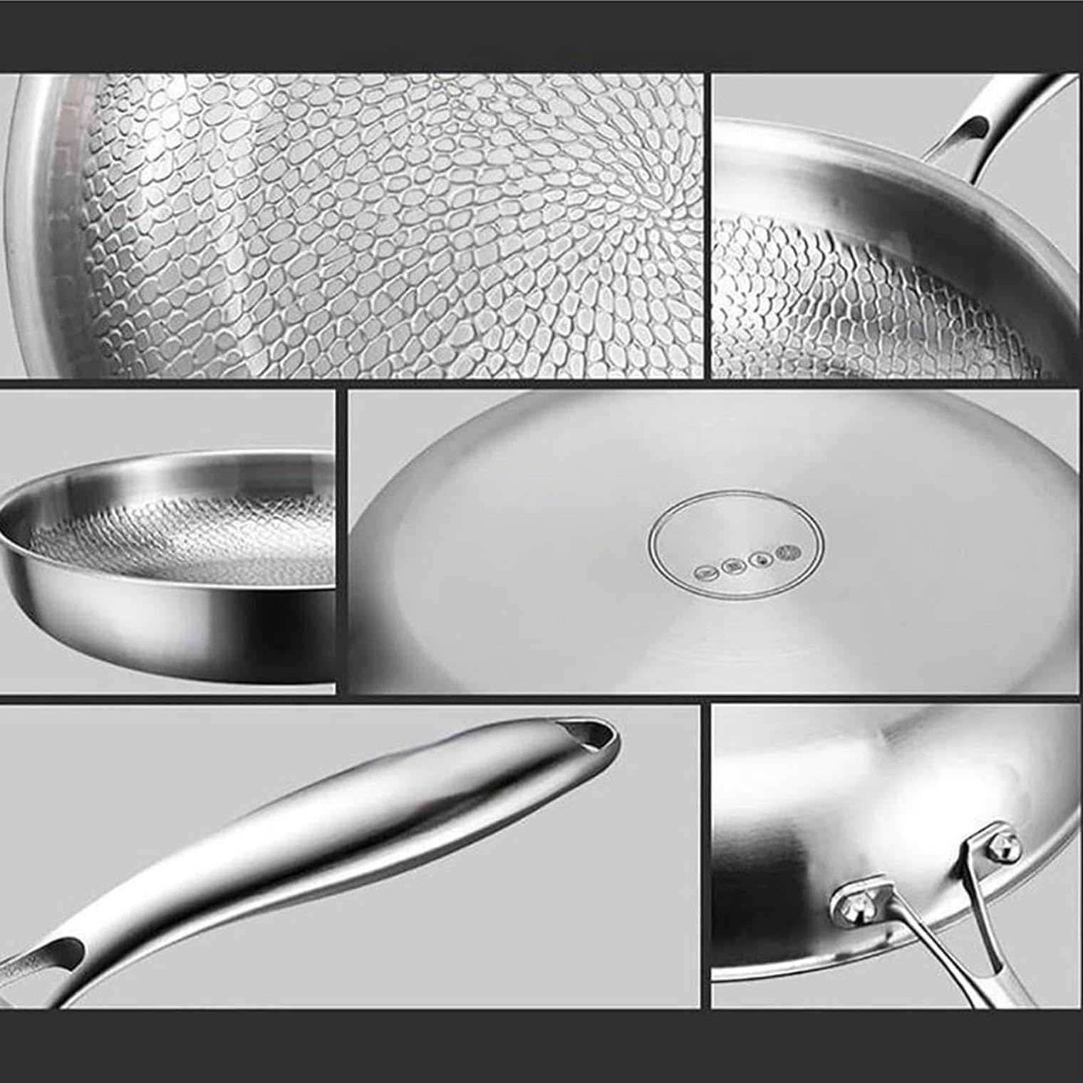 Titan Bratpfanne, Titanium Pfanne Unbeschichtet, Antihaft Titanpfanne 28cm | Titanium Hammered Pan Pro mit Deckel, Multifunctional Pots and Pans Set Mit Deckel ,26cm/10.2in