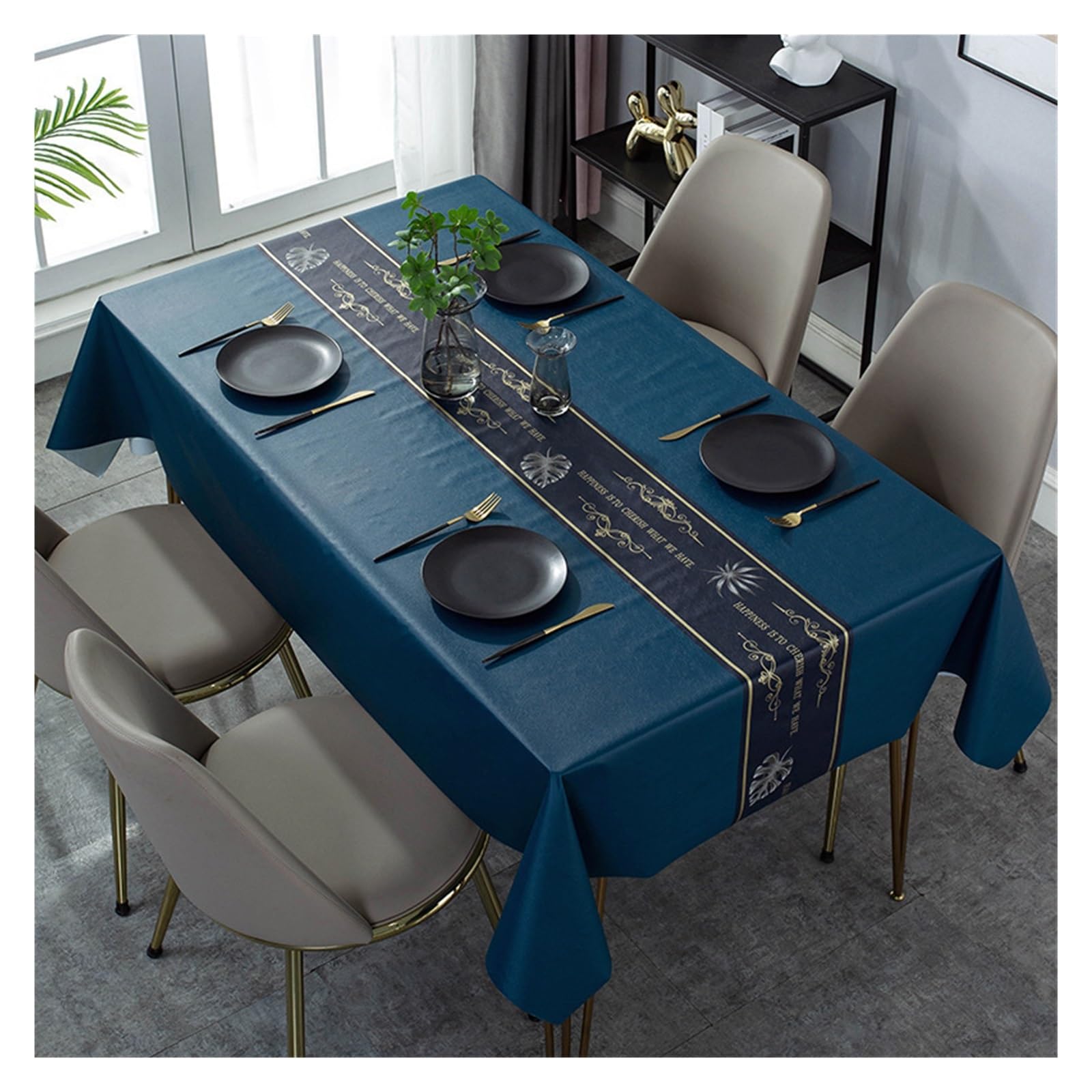 MZSKLW Waterproof Tablecloth Modern Dark Series Printing Waterproof Table Tablecloth Wedding Decoration Rectangular Coffee Tables Cover Picnic Blanket(ZBQ8370 (1),140-200cm)
