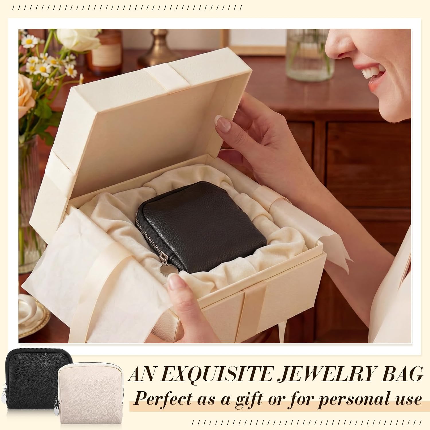 Sadnyy 2 Pcs Small Travel Jewelry Case for Women Jewelry Organizer Case for Travel 5-layer Velvet Zipper Pouch Bag for Bangles Link Bracelets Storage Protect from Tangle Scratch(Black)