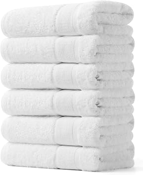 Aibaser Hand Towels-16x30inch - Lightweight and Highly Absorbent Hand Towels for Bathroom, Travel, Gym, Shower and Spa White