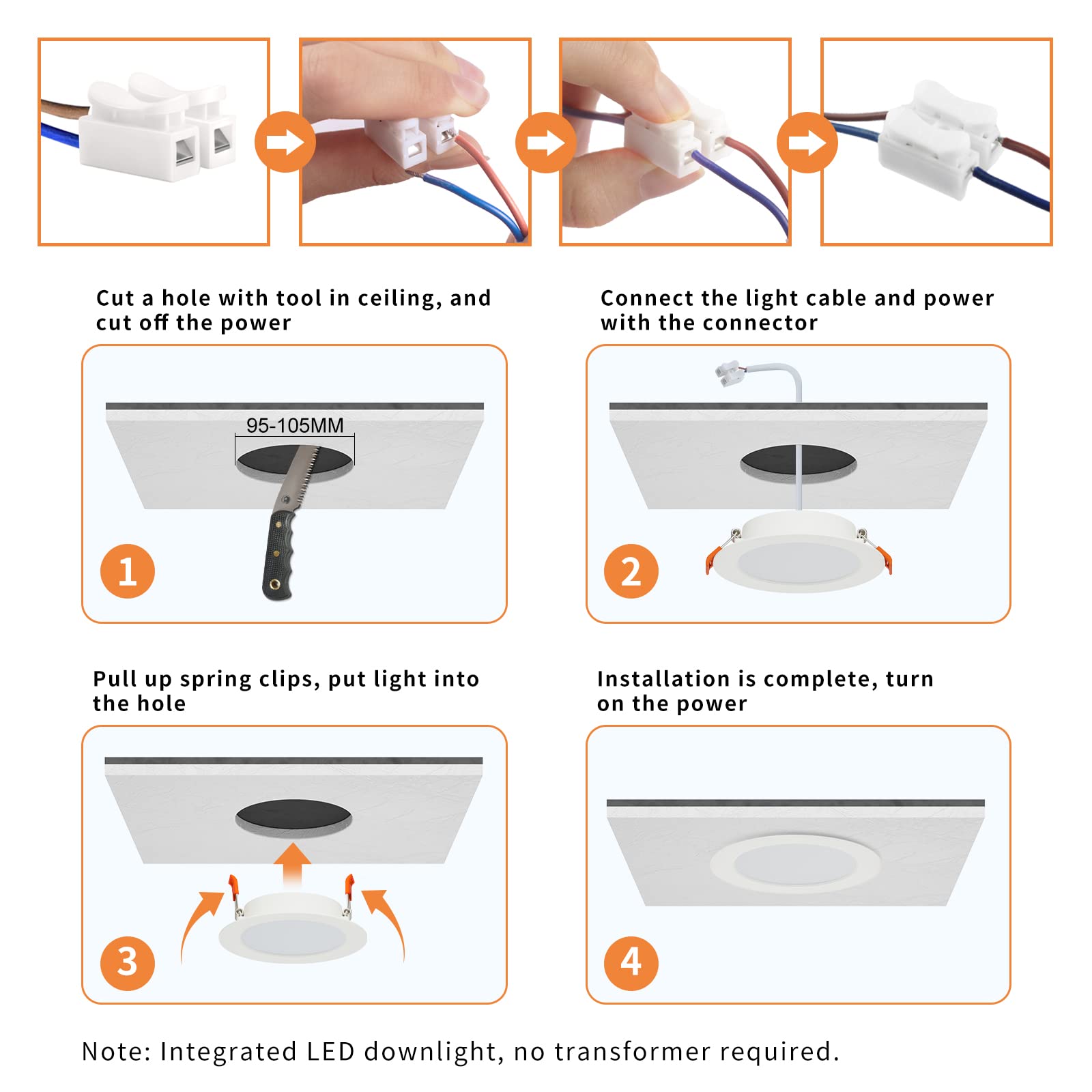 Tomosu Downlight LED Techo Empotrable Regulable 7W, Blanco Neutro 4000K | Pack de 20, IP44 Focos LED Interior Baño 7W 700LM, 3 Intensidades Sin Regulador, Corte 95-105mm, Ojos de Buey Led para Techo