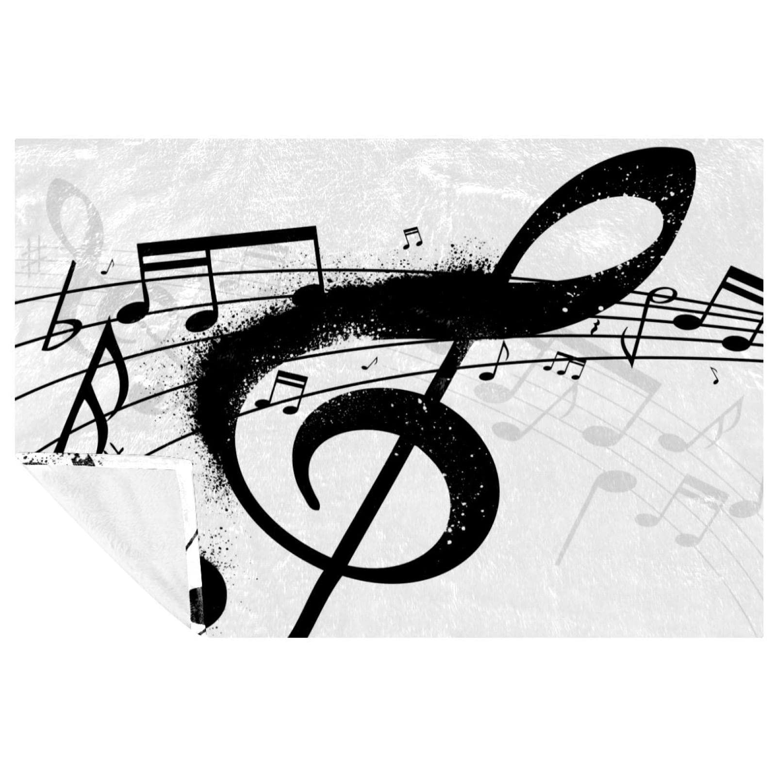Couverture douce motifs musique noire jeté haut de gamme pour lit et salon élégant