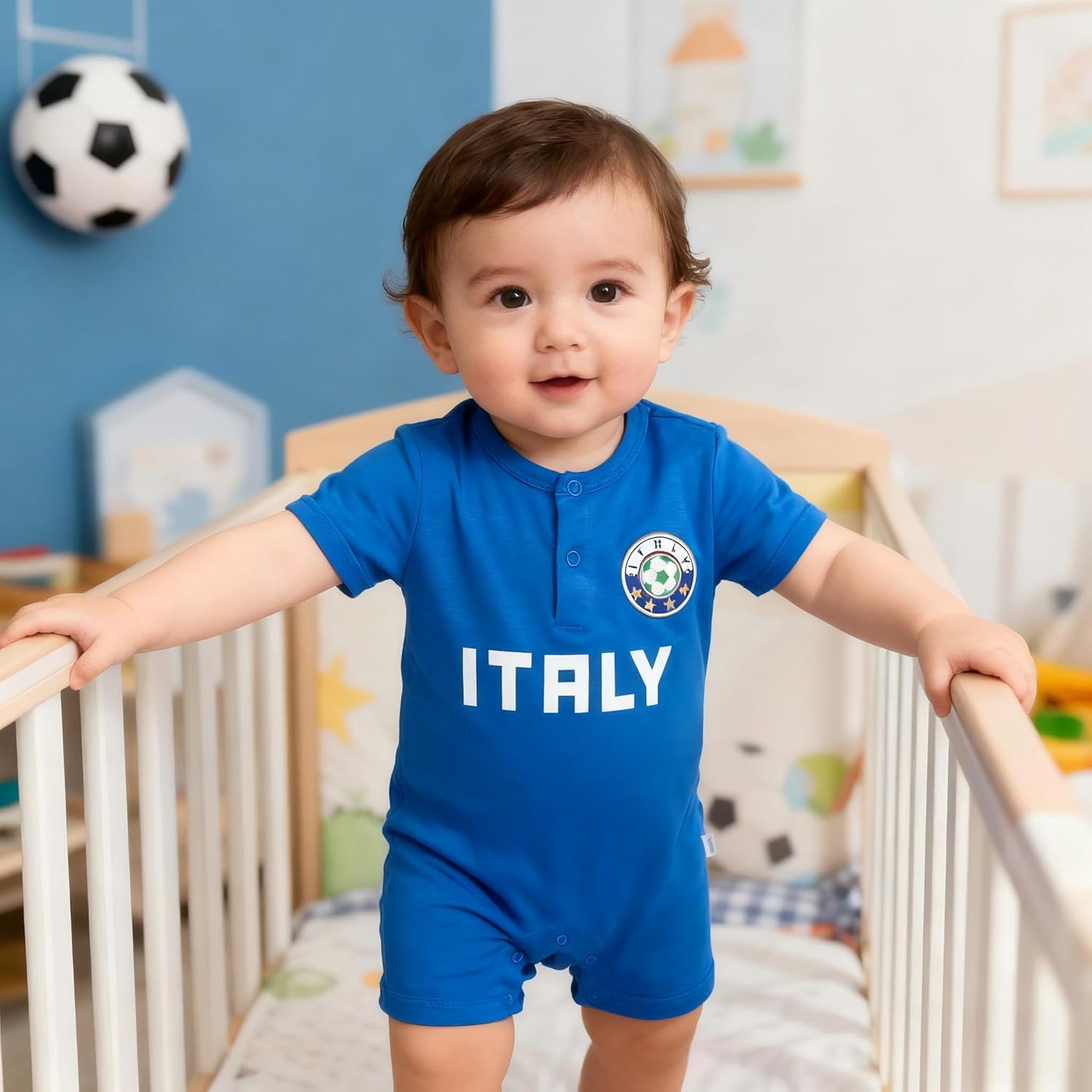 Cnins Sports Fan Baby Outfits 0-24M | Soccer Themed Newborn Infant Bodysuit Rompers | Football Clothes for Toddlers - Image 4
