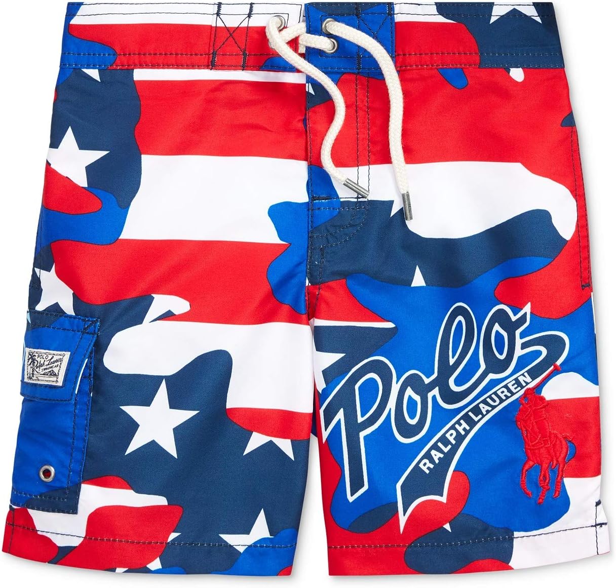 POLO RALPH LAUREN Boys Kailua Americana Big Pony Print Swim Trunks 2 2T Multi