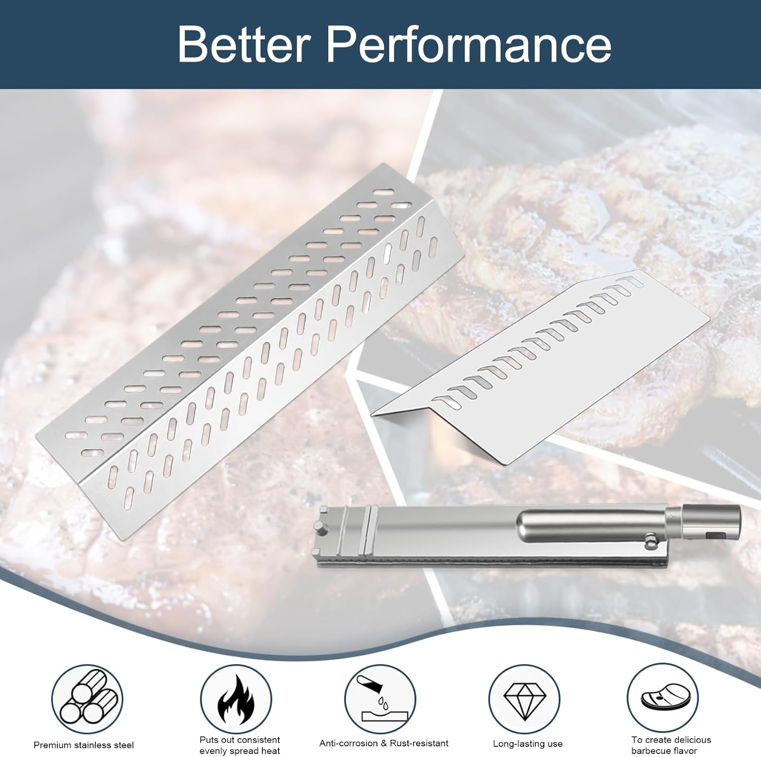 Stainless Steel Grill heat shield,Heat shield flame tamer and Grill burners for bull grill replacement parts Bull 16631,LP 47628,57568 LP,LP 62648,Angus 47629,Brahma 57568,57569,Outlaw 26038,etc