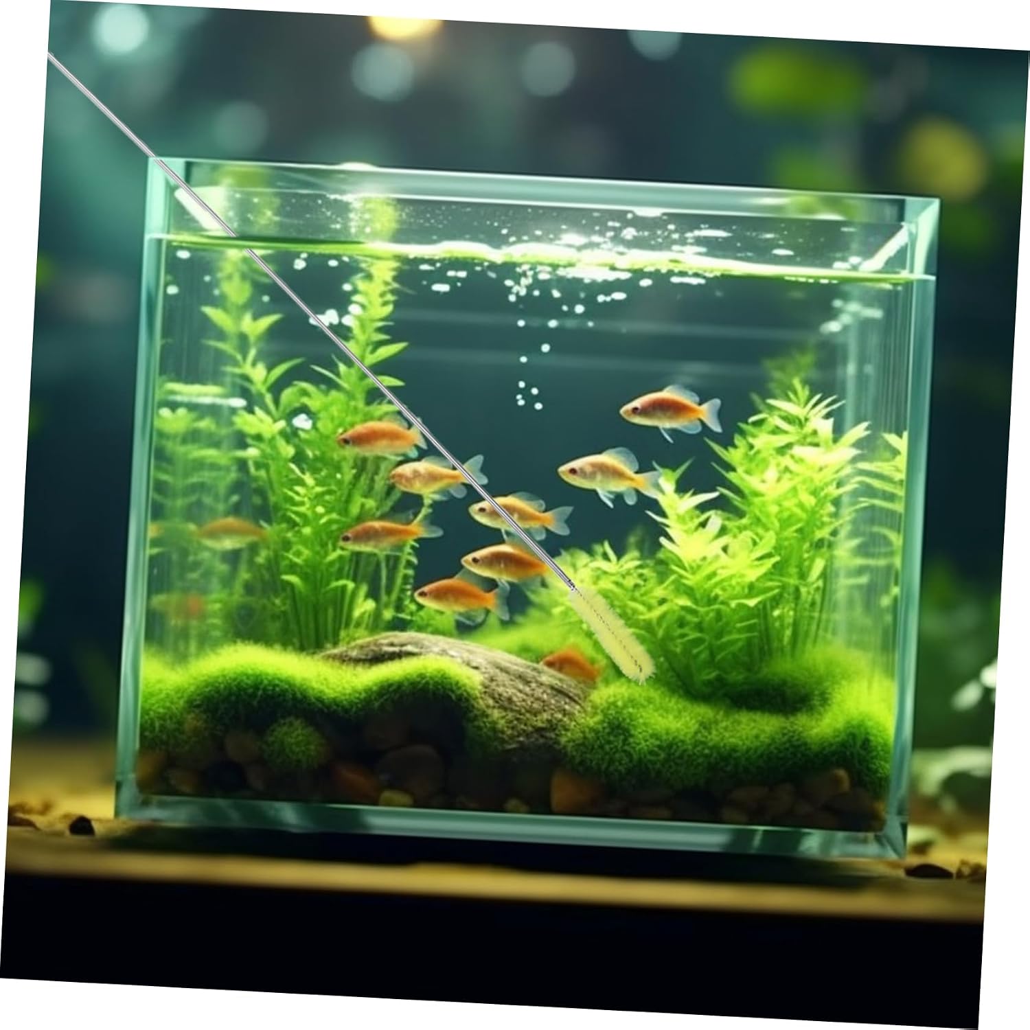 Tank Cleaning Brush Multifunctional Nylon and Stainless Steel Tool for Aquarium Maintenance for Easy Cleaning of Tanks and Pipes