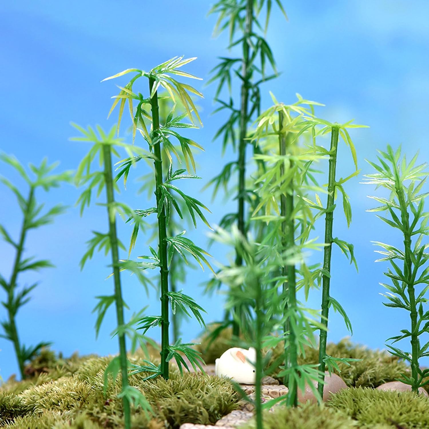 ONEST 45 Pieces Model Bamboo Trees Green Plastic Bamboo Trees for Home Decoration Miniature Landscape Landform Diorama Project - Image 4