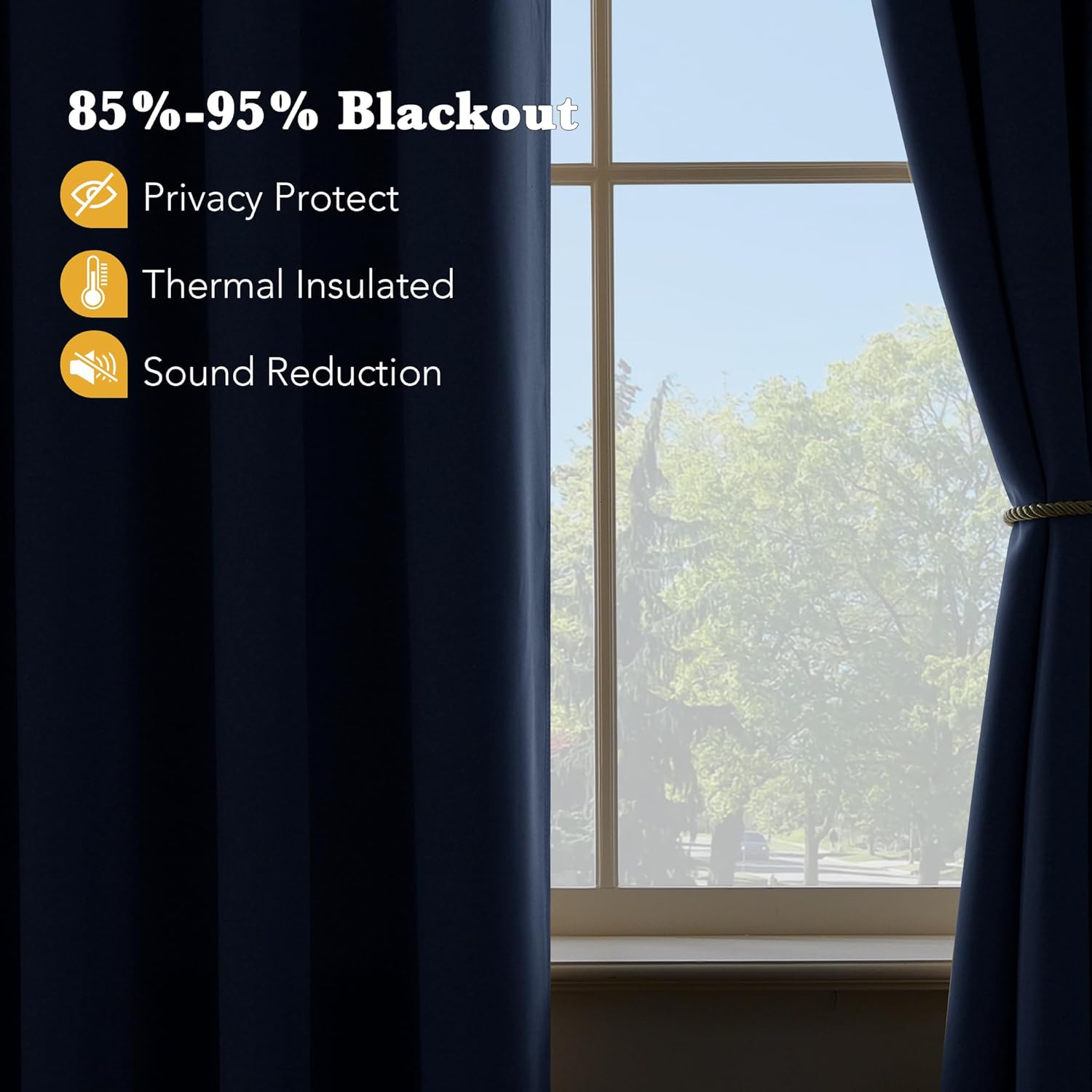 RYB HOME Blackout RV Curtains for Small Window, Thermal Insulated Curtain Tiers Short Blind for Kitchen/Living Room Energy Efficient, 52 Wide x 36 Long Each Panel, Stone Blue, Set of 2