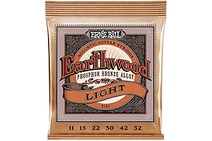 Ernie Ball Earthwood Light Phosphor Bronze Acoustic Guitar Strings for Exceptional Clarity and Warmth