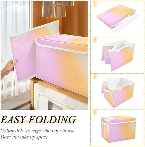 Miniatura 4 de GAIGEO Retro Pink and Orange Gradient Closet Organizers, Large Capacity Stackable Storage Bins, Bedroom Storage