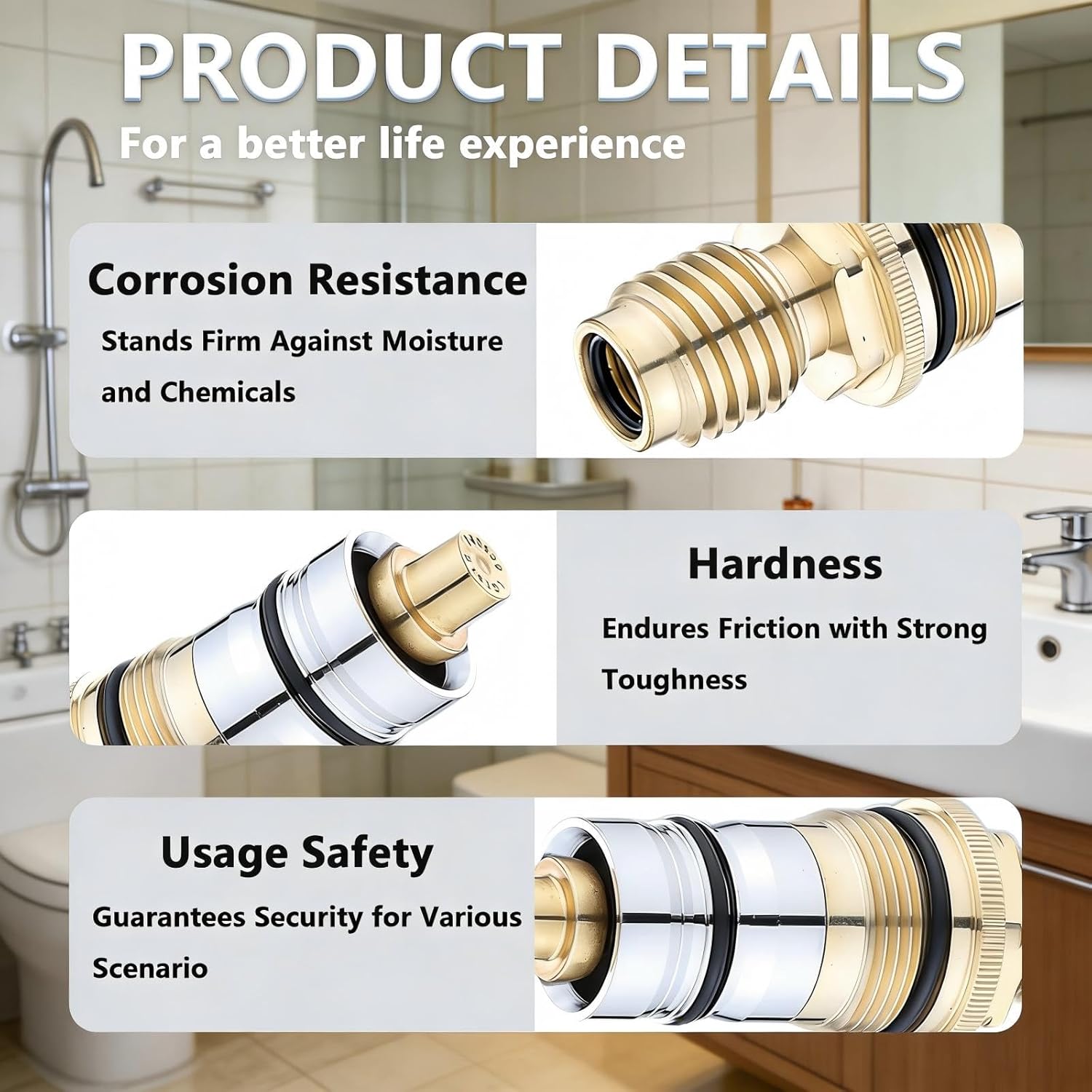 GR-47450000 for Grohe 1/2' Thermostatic Cartridge, for grohe 47450 cartridge Compatible with Grohtherm 1000, 2000, Auto 2000 Systems, Precision Temperature Control, Brass