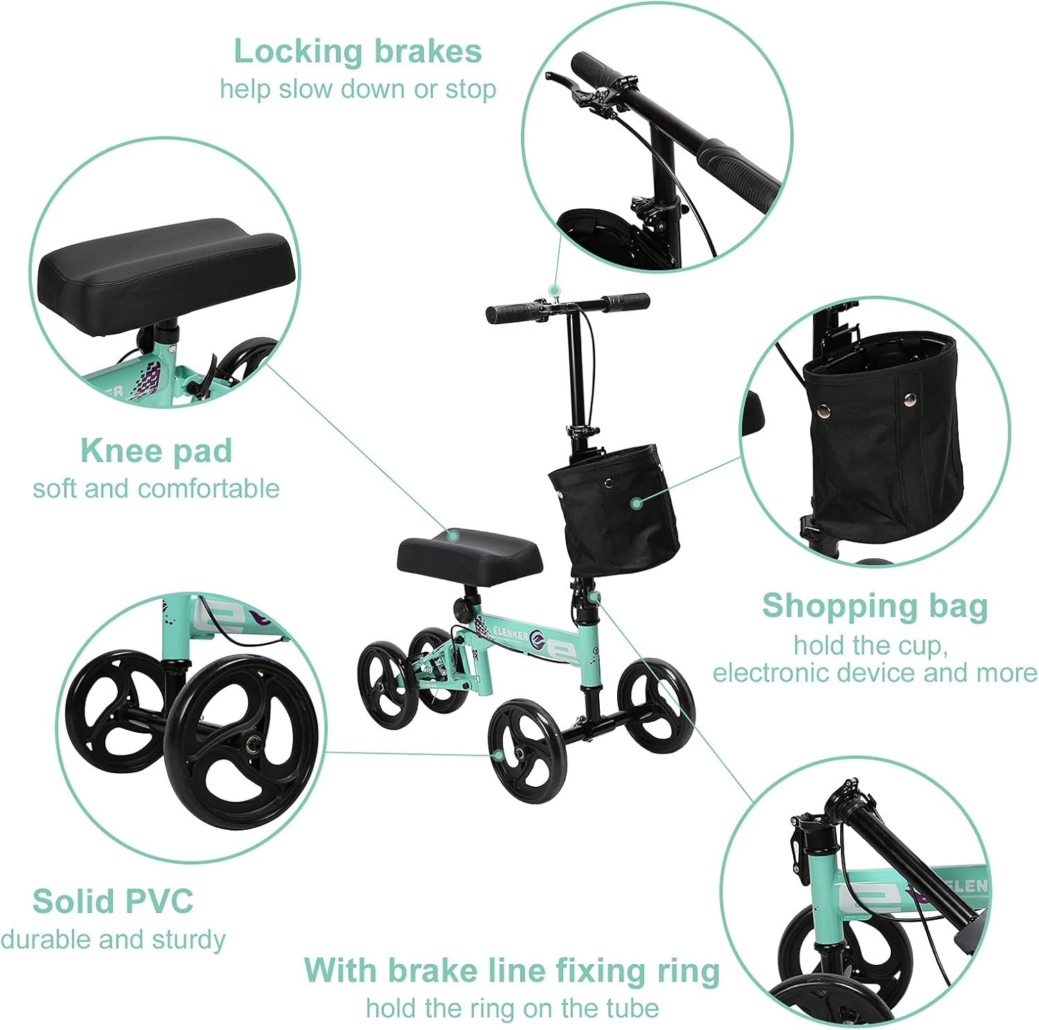 Buy ELENKER Economy Knee Scooter, Steerable Knee Walker, Foldable Knee
