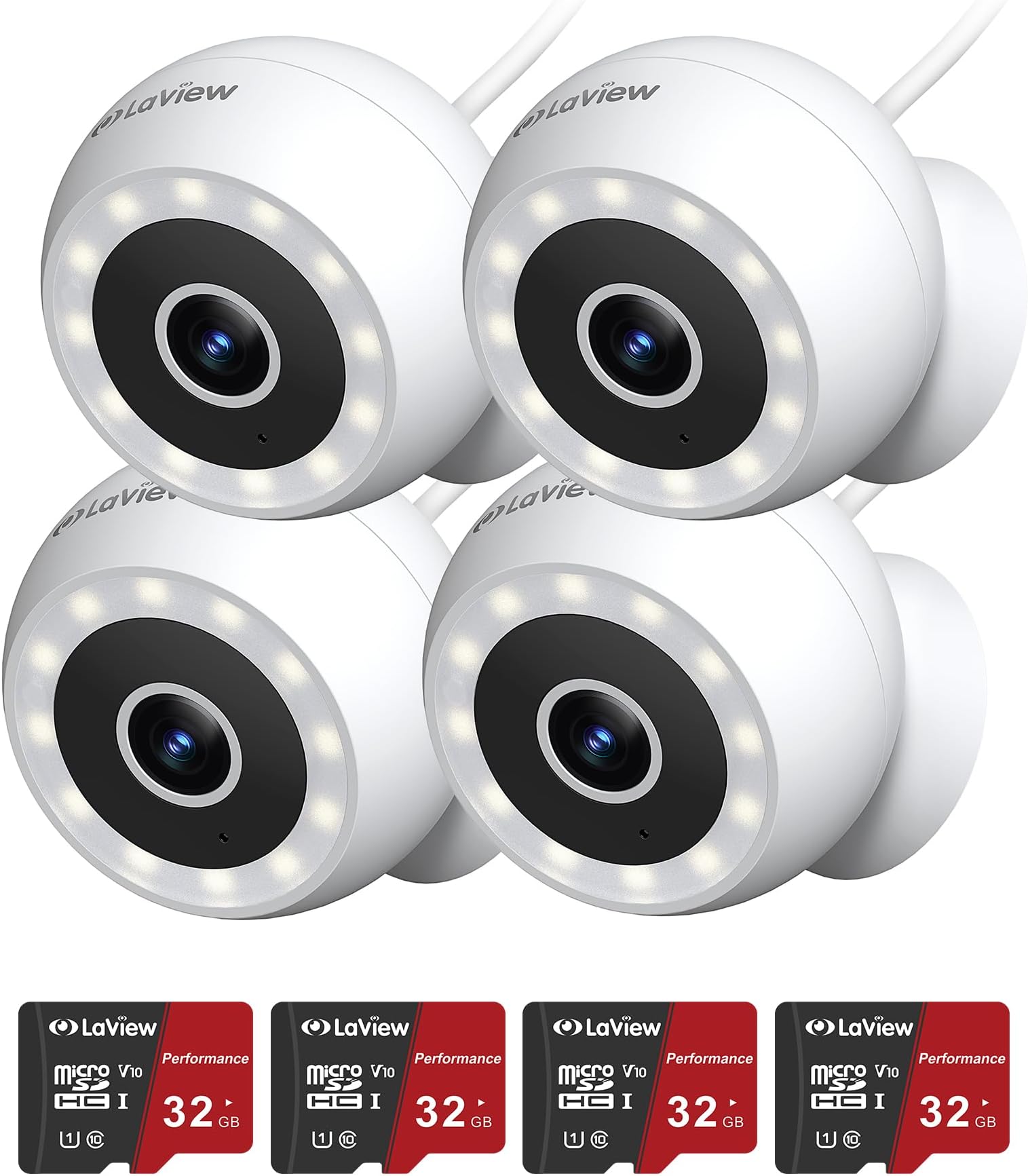 LaView 4MP 2K Security Cameras + 32G SD Cards Outdoor Indoor Wired,IP65, Starlight