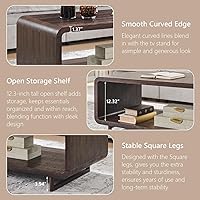 Vista 6 de Mesa de Centro Moderna de 48", Mesa Central Minimalista de 2 Niveles con Estante de Almacenamiento, Diseño de Perfil Curvo, Mesa Rectangular